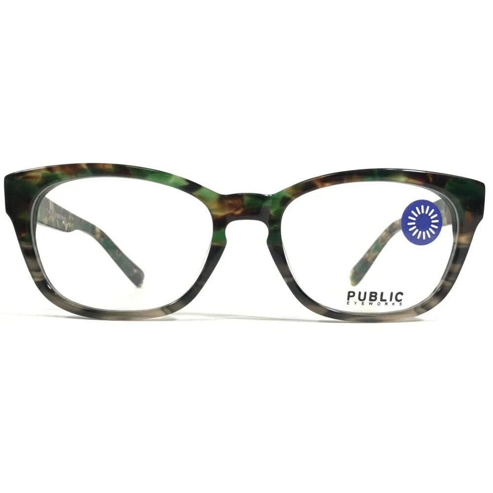 Public Eyeworks Eyeglasses Frames CONCORD-C02 Green Tortoise Square 52-18-140